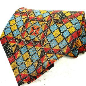 Brioni Mens 100% Silk Geometric Tie Made Italy 60"